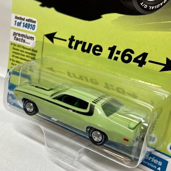 Auto World 1973 Plymouth Road Runner Vintage Muscle Mist Green Rel 1 Ver A NIP - Picture 12 of 15